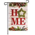 Load image into Gallery viewer, G128 Garden Flag Home Wreath on Rustic Wood  12x18 Inch  Printed Blockout Polyester  Christmas Decoration