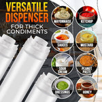 Load image into Gallery viewer, Set of 3 Condiment Squeeze Bottles for Sauces 16 oz Easy to Fill Clear Bottles with Self Closing Valve Ready to Dispense for Dressings Ketchup Mustard &amp; More Durable Reusable Mess Free Design