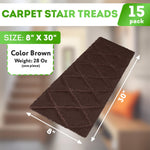 Load image into Gallery viewer, Carpet Stair Treads for Wooden Steps Indoor 8x30 inch Pack of 15 Adhesive Treads
