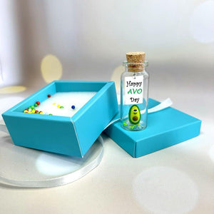 Tiny Magical Message in a Bottle Gift Idea Classy Inspirational Gifts for Him and Her Unique Presents for Women and Men (Green Avocado Happy Avo Day in Teal Gift Box)
