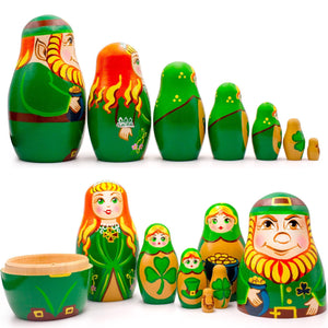 St. Patricks Day Irish Nesting Dolls Set 7 pcs Russian Dolls for St. Patricks