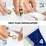 Load image into Gallery viewer, G128 Combo Pack: 5 Ft Tangle Free Spinning Flagpole (White) &amp; Alaska Flag 2x3 Ft Embroidered 220GSM Spun Polyester, Brass Grommets (Flag Included) Aluminum Flag Pole