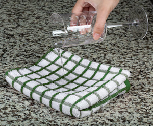 Premium Dish Towels for Kitchen with Hanging Loop [8 Pack] Heavy Duty Absorbent 100% Cotton 410 GSM Terry Kitchen Towels 16x26 (Green)