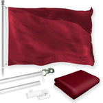 Load image into Gallery viewer, G128 Combo Pack: 6 Feet Tangle Free Spinning Flagpole (Silver) Solid Burgundy Flag 3x5 ft Printed 150D Brass Grommets (Flag Included) Aluminum Flag Pole