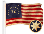 Load image into Gallery viewer, G128 Bennington TeaStained Flag  1x1.5 Ft  Embroidered 420D Polyester  Embroidered Stars, Sewn Stripes, Brass Grommets, Indoor/Outdoor, Vibrant Colors, Quality Polyester