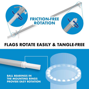 Combo Pack 6 Ft Tangle Free Aluminum Spinning Flagpole and Trinidad and Tobago