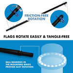 Load image into Gallery viewer, G128 Combo Pack: 6 Ft Tangle Free Aluminum Spinning Flagpole (Black) &amp; Zimbabwe Zimbabwean Flag 3x5 Ft, LiteWeave Pro Series Printed 150D Polyester  Pole with Flag Included