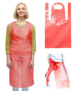Load image into Gallery viewer, Red Plastic Disposable Aprons Adults for Painting 28 x 46 Inch Pack of 100 Disposable Plastic Aprons 1.5 Mil. Unisex Waterproof Polyethylene Painting Apron for Food Industry