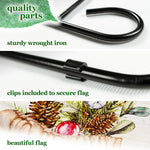 Load image into Gallery viewer, G128 Combo Pack: Garden Flag Stand Black 36 in x 16 in &amp; Garden Flag Winter Decoration Mittens with Evergreen Arrangement 12x18 DoubleSided Blockout Fabric