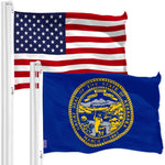 Load image into Gallery viewer, G128 Combo Pack: American USA Flag 3x5 Ft &amp; Nebraska Flag 3x5 Ft, Both Printed 150D Polyester, Indoor/Outdoor, Brass Grommets