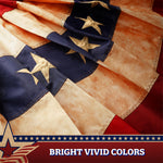 Load image into Gallery viewer, G128 USA Tea Stained Pleated Fan Flag 1.5x3FT Embroidered Polyester Stars and Stripes