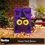 Load image into Gallery viewer, G128 Combo Pack: Garden Flag Stand Black 36x16 Inch &amp; Garden Flag Trick or Treat Owl Purple 12x18 Inch