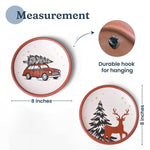 Load image into Gallery viewer, 8 Inch Terracotta Winter Plates Set of 2 Ceramic Wall Hanging Clay Decorative Plates for Winter Decorations Round Wall Decor for Living Room &amp; Kitchen