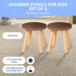 Load image into Gallery viewer, Wooden Step Stool for Kids and Toddlers – Set of 2 – Walnut – Extendable Legs Kids Chair – Sensory Table Seat – Children&#39;s Round Sitting Furniture with Leveling Feet and Anti Slip Pads
