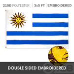Load image into Gallery viewer, G128 Combo Pack: USA American Flag 3x5 Ft Embroidered Stars &amp; Uruguay (Uruguayan) Flag 3x5 Ft Doublesided Embroidered 210D