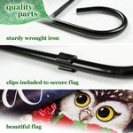 Load image into Gallery viewer, G128 Combo Pack: Garden Flag Stand Black 36 in x 16 in &amp; Garden Flag Winter Decoration Cozy Owls with Scarves 12x18 DoubleSided Blockout Fabric