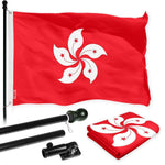 Load image into Gallery viewer, G128 Combo Pack: 6 Ft Tangle Free Spinning Flagpole (Black) &amp; Hong Kong Flag 3x5 Ft Printed 150D Polyester, Brass Grommets (Flag Included) Aluminum Flag Pole
