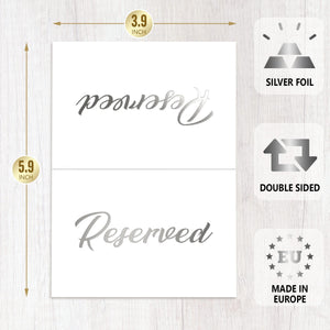 10 Pack Silver Reserved Table Signs for Wedding Party Restaurant Reserved Signs for Wedding Double Sided Reserved Table Signs Silver Reserved Signs for Tables Silver Tent Reservation Cards