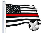 Load image into Gallery viewer, G128  Thin Red Line Flag Embroidered 4x6 FT Heavy Duty 220GSM Tough Spun Polyester U.S. American Flag Brass Grommets Honoring Fire Fighters and EMTs Black White and Red US Flag