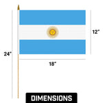 Load image into Gallery viewer, G128 12 Pack Handheld Argentina Argentinian Stick Flags  12x18 In  Printed 150D Polyester, Country Flag, Solid Wooden Stick, Spear Gold Tip