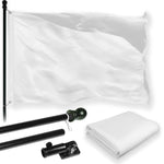 Load image into Gallery viewer, G128 Combo Pack: 5 Ft Tangle Free Aluminum Spinning Flagpole (Black) &amp; Solid White Color Flag 2x3 Ft, LiteWeave Pro Series Printed 150D Polyester  Pole with Flag Included