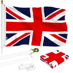 Load image into Gallery viewer, G128  6 Feet Tangle Free Spinning Flagpole (White) United Kingdom Brass Grommets Printed 3x5 ft (Flag Included) Aluminum Flag Pole