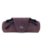 Load image into Gallery viewer, Soft Leather Glasses Case Slim Eyeglass Sleeve Sunglass Pouch Maroon Brown Color
