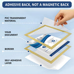 Load image into Gallery viewer, 12 Pack Magnetic Sign Holder 8.5 x 11 inch with Adhesive Back Gold Magnetics Poster Frame Magnetic Paper Holder Reusable Adhesive Frames Magnet Frame for Wall Windows Magnet Document Holders