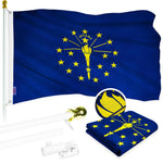 Load image into Gallery viewer, G128  6 Feet Tangle Free Spinning Flagpole (White) Indiana Flag Brass Grommets Embroidered 3x5 ft (Flag Included) Aluminum Flag Pole