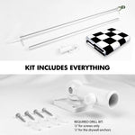 Load image into Gallery viewer, G128 Combo Pack: 6 Ft Tangle Free Spinning Flagpole (Silver) &amp; Checkered Flag Flag 3x5 Ft Printed 150D Polyester, Brass Grommets (Flag Included) Aluminum Flag Pole