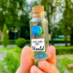 Load image into Gallery viewer, Cute Girlfriend and Boyfriend Gifts Personalized Anniversary Present for Her Him Custom Photo Birthday Gift Bottle (Green Earth You Are My World Gift Bottle)