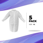 Load image into Gallery viewer, Disposable Lab Coat XL Size 35 GSM PP White Lab Jackets for Adults 5 Pack
