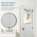 Load image into Gallery viewer, The Fine Living Co. Hanging Laundry Hamper with Over Door Hooks &amp; Adhesive Durable Space Saving Laundry Bag with Zipper and Wide Open Top Hanging Dorm Laundry Hamper 18 x4.75 x28 (Beige L)
