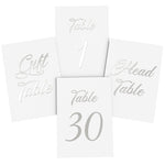 Load image into Gallery viewer, Silver Table Numbers 1 30 for Wedding Reception Silver Foil Table Number Cards 4x6 in with Head &amp; Gift Table Restaurant Table Numbers Wedding Numbers for Tables Card Stock Wedding Table Numbers
