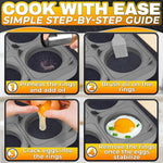 Load image into Gallery viewer, Silicone Egg Rings for Frying Eggs 16.5 x8.9 inch 6 Ring Removable Silicone Egg Molds for Griddle 12 Shapes 6 Round &amp; 6 Square Non Stick &amp; Heat Resistant Ergonomic Handles for Easy Cooking
