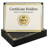 Load image into Gallery viewer, 30 Pack Single Sided Certificate Holders 8.5x11 Black Award Certificate Folders with Gold Foil Border Cardstock Covers Letter Size Graduation Certificate Sleeves Protective Diploma Holders Bulk