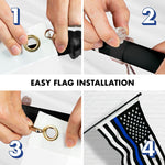 Load image into Gallery viewer, G128  6 Feet Tangle Free Spinning Flagpole (Black) Thin Blue Line Flag Brass Grommets Spun Polyester 3x5 ft (Flag Included) Aluminum Flag Pole