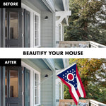 Load image into Gallery viewer, G128 Combo Pack: 6 Feet Tangle Free Spinning Flagpole (Silver) Ohio OH State Flag 3x5 ft Printed 150D Brass Grommets (Flag Included) Aluminum Flag Pole