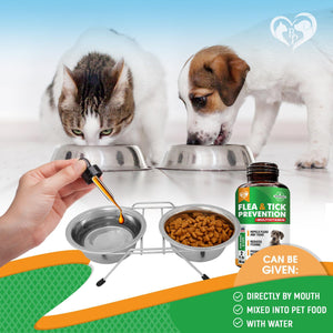 Oral Flea & Tick Prevention for Dogs and Cats Natural Flea Control and Medicine & Treatment for Small and Large Dogs Multivitamin Drops Supplements for Pets Made in USA