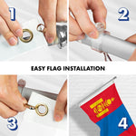 Load image into Gallery viewer, G128 Combo Pack: 6 Ft Tangle Free Aluminum Spinning Flagpole (Silver) &amp; Mongolia Mongolian Flag 3x5 Ft, LiteWeave Pro Series Printed 150D Polyester  Pole with Flag Included