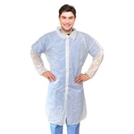 Load image into Gallery viewer, Disposable Lab Coat SMS 40 GSM White Lab Lacket with Loop Fastener XL Size
