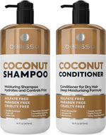 Load image into Gallery viewer, Coconut Shampoo and Conditioner Set 16 Fl Oz Set of 2 Sulfate Free Deep Moisturizing Hydrating Anti Frizz Formula for Women and Men Professional Salon Grade Dry Damaged Hair Care Products