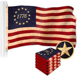 Load image into Gallery viewer, G128 5 Pack: Betsy Ross 1776 TeaStained Flag  5x8 Ft  ToughWeave Pro Series Embroidered 420D Polyester  Historical Flag, Embroidered Design, Indoor/Outdoor, Brass Grommets, High Quality