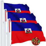 Load image into Gallery viewer, G128 3 Pack: Haiti Haitian Flag  2.5x4 Ft  StormFlyer Series Embroidered 220GSM Spun Polyester  Country Flag, Embroidered Design, Indoor/Outdoor, Brass Grommets, Heavy Duty, All Weather
