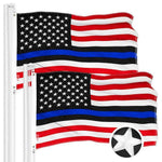 Load image into Gallery viewer, Blue Lives Matter Flag 3x5 Ft 2Pack Embroidered Polyester By G128