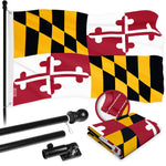 Load image into Gallery viewer, G128 Combo Pack: 6 Ft Tangle Free Aluminum Spinning Flagpole (Black) &amp; Maryland MD State Flag 3x5 Ft, ToughWeave Series Embroidered 300D Polyester  Pole with Flag Included