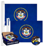 Load image into Gallery viewer, Utah UT State Flag 3x5 Ft 2Pack Doublesided Embroidered Polyester By G128
