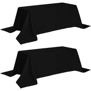 2 Pack Black Tablecloth 90x132 in Table Cover for 6 Ft Rectangle Table Polyester