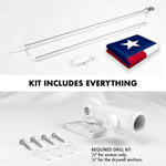 Load image into Gallery viewer, G128 Combo Pack: 6 Feet Tangle Free Spinning Flagpole (Silver) Texas TX State Flag 3x5 ft Printed 150D Brass Grommets (Flag Included) Aluminum Flag Pole