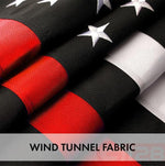 Load image into Gallery viewer, G128 Thin Red Line Flag Embroidered 2x3 FT 5Pack Heavy Duty 220GSM Tough Spun Polyester U.S. American Flag Brass Grommets Honoring Fire Fighters and EMTs Black White and Red US Flag